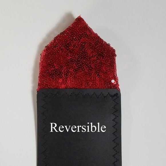 Men's Sequin Pre-Folded Pocket Square Insert - Red - Picture 7 of 8